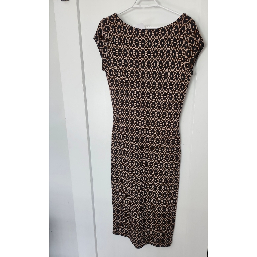 Wool Zara Diamond-Print Sheath Midi Dress